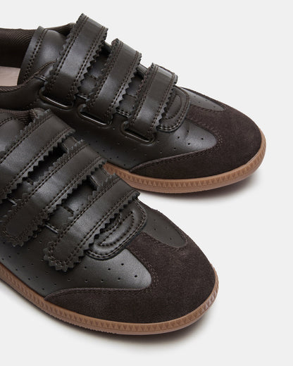 MOMENTUM Brown Suede Velcro Low-Top Women's Sneakers | Steve Madden Essential