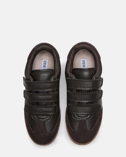 MOMENTUM Brown Suede Velcro Low-Top Women's Sneakers | Steve Madden Essential