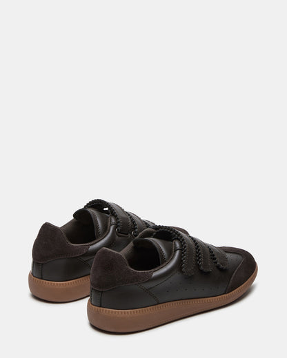 MOMENTUM Brown Suede Velcro Low-Top Women's Sneakers | Steve Madden Essential