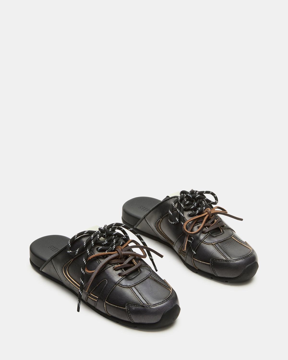 MAYSA Black Distressed Women's Low-Top Slip-On Mule Sneakers | Steve Madden Discount