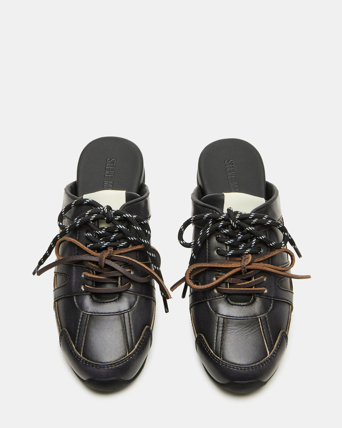 MAYSA Black Distressed Women's Low-Top Slip-On Mule Sneakers | Steve Madden Discount