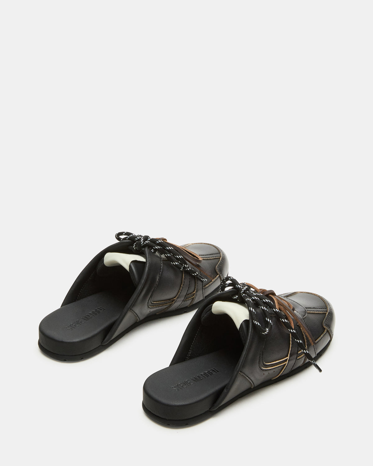 MAYSA Black Distressed Women's Low-Top Slip-On Mule Sneakers | Steve Madden Discount