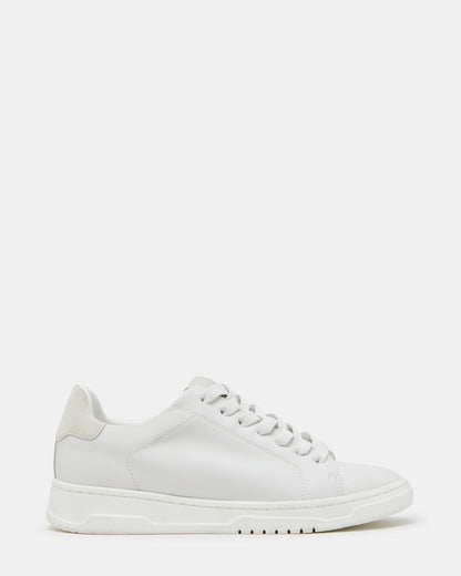 ELSIN White Leather Women's Low-Top Lace-Up Sneaker | Steve Madden Everyday