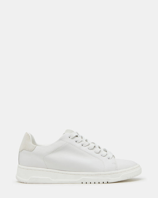 ELSIN White Leather Women's Low-Top Lace-Up Sneaker | Steve Madden Everyday