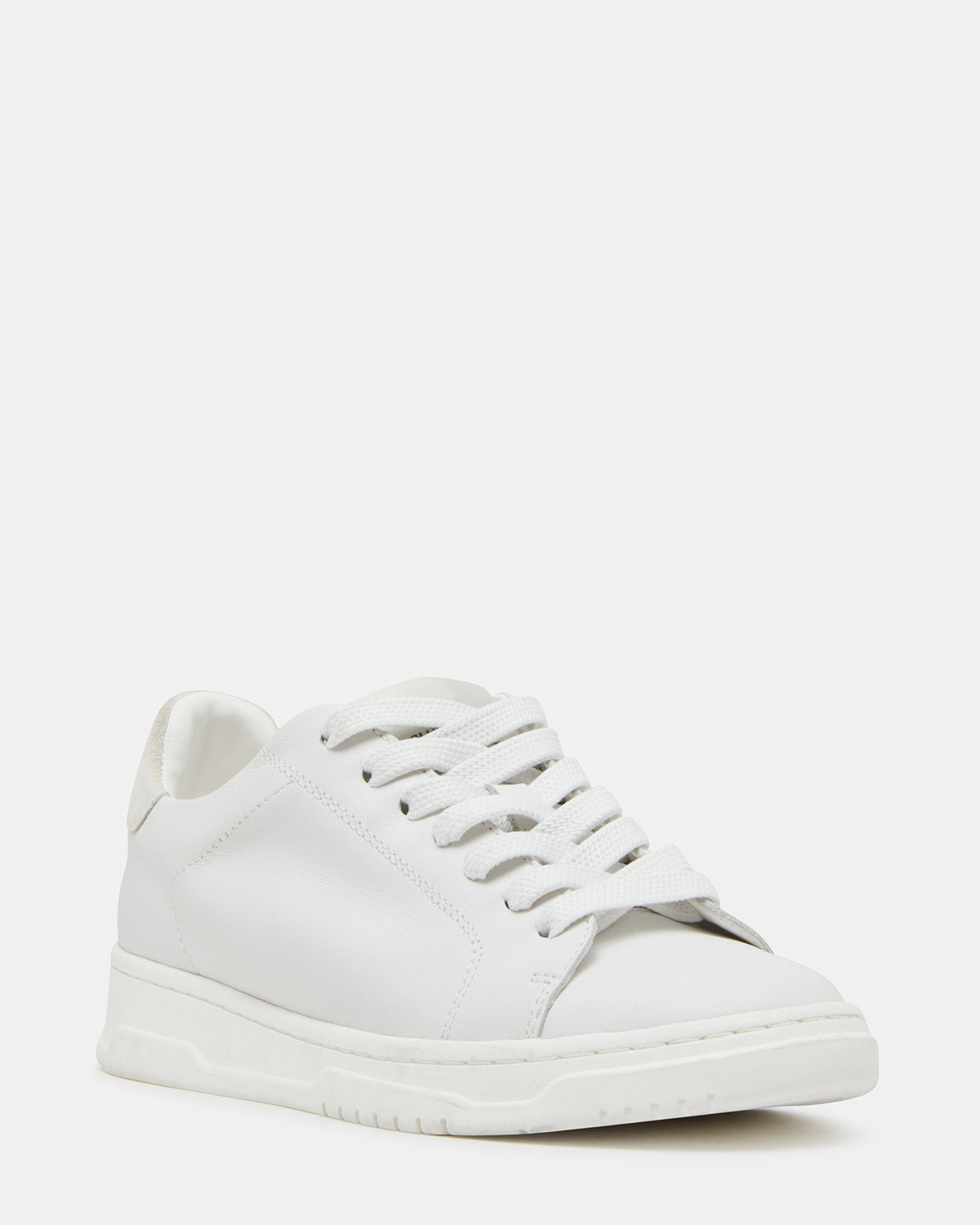 ELSIN White Leather Women's Low-Top Lace-Up Sneaker | Steve Madden Everyday