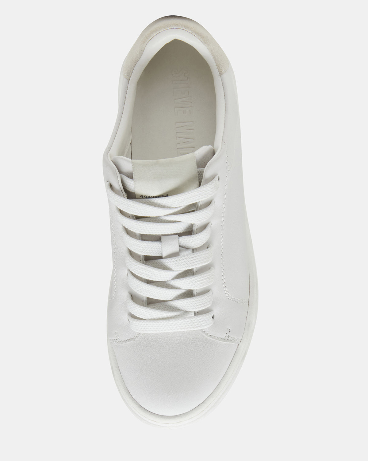 ELSIN White Leather Women's Low-Top Lace-Up Sneaker | Steve Madden Everyday