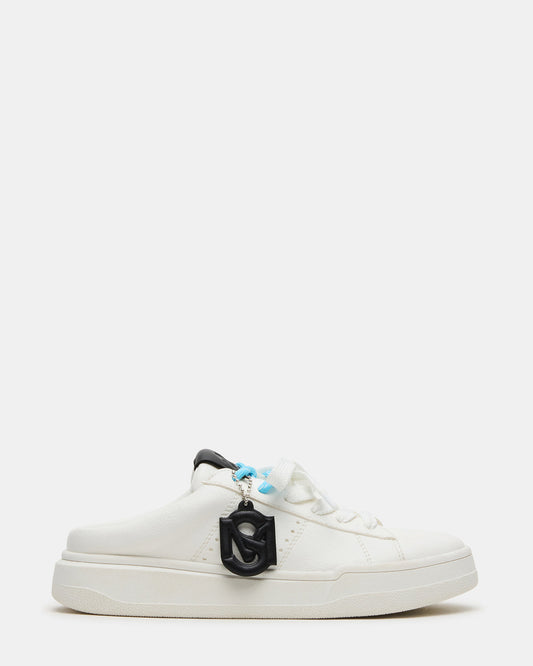 MARNEY White/Black Low-Top Lace-Up Mule Women's Sneaker | Steve Madden Signature