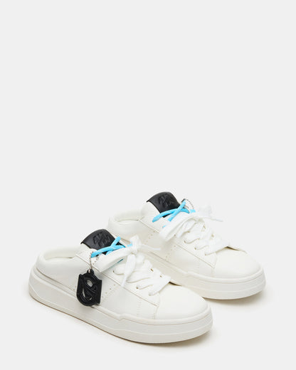 MARNEY White/Black Low-Top Lace-Up Mule Women's Sneaker | Steve Madden Signature