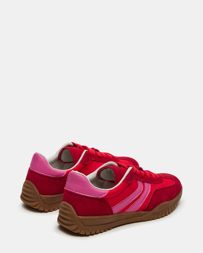 FUME Red Multi Women's Low-Top Lace-Up Sneaker | Steve Madden Sale