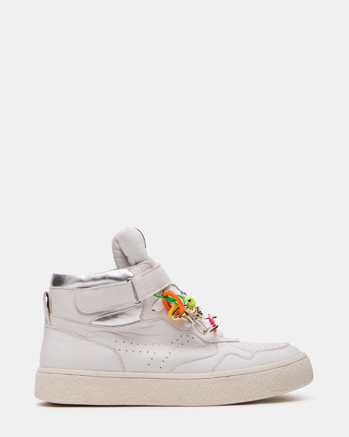 EMILEE White Leather High Top Lace Up Sneaker | Women's Sneakers | Steve Madden Exclusive
