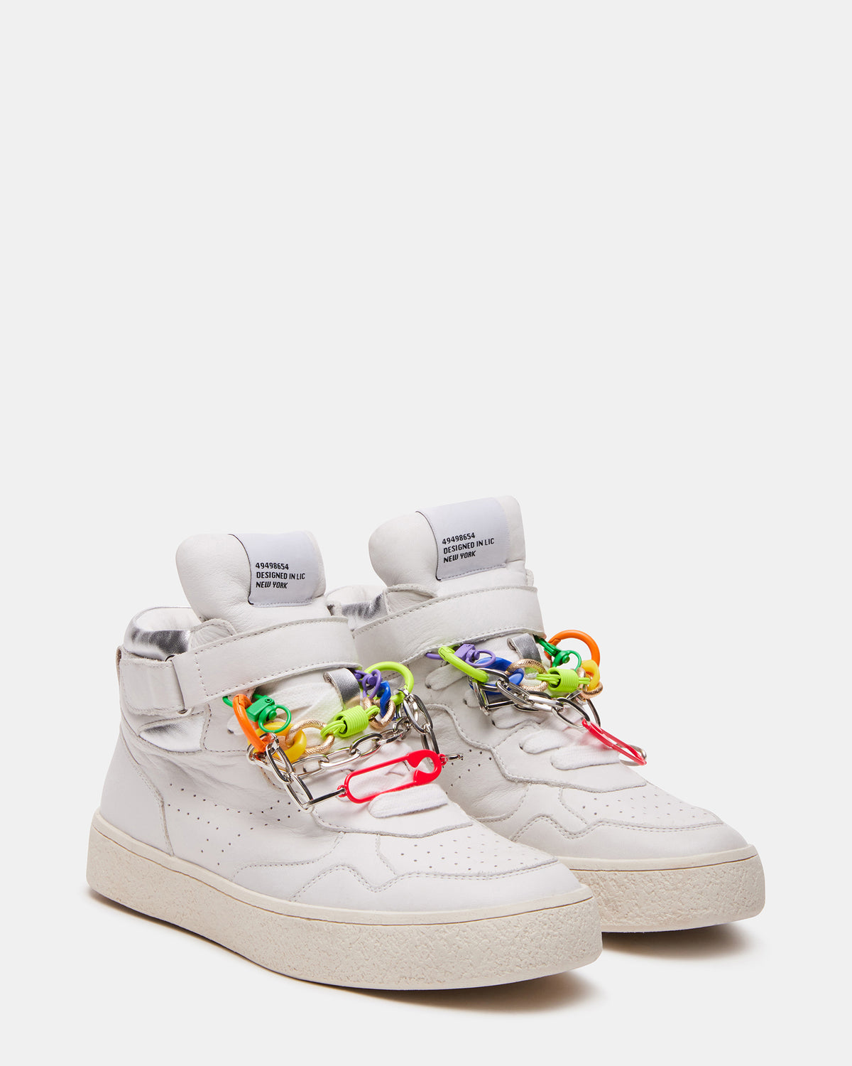 EMILEE White Leather High Top Lace Up Sneaker | Women's Sneakers | Steve Madden Exclusive