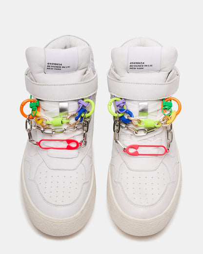 EMILEE White Leather High Top Lace Up Sneaker | Women's Sneakers | Steve Madden Exclusive
