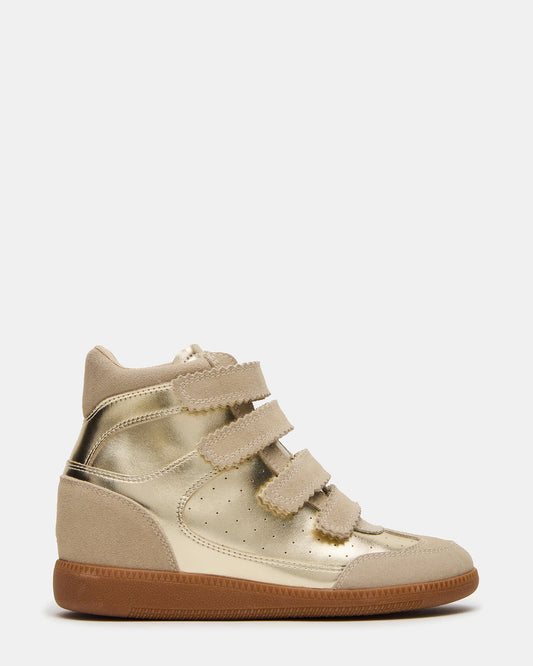 MUSTANG Gold Women's High-Top Velcro Sneaker | Steve Madden Exclusive