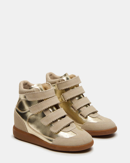 MUSTANG Gold Women's High-Top Velcro Sneaker | Steve Madden Exclusive