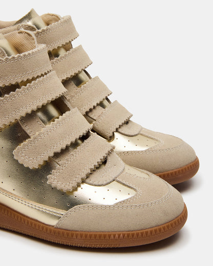 MUSTANG Gold Women's High-Top Velcro Sneaker | Steve Madden Exclusive