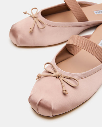 CUTESY Blush Satin Slip-On Ballet Mule Women's Flat | Steve Madden Featured