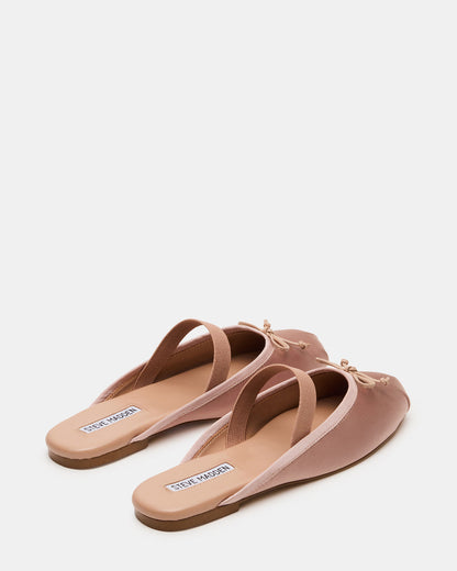 CUTESY Blush Satin Slip-On Ballet Mule Women's Flat | Steve Madden Featured