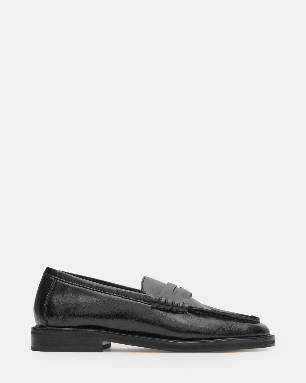 MADISON Black Leather Women's Penny Loafer | Steve Madden Quality