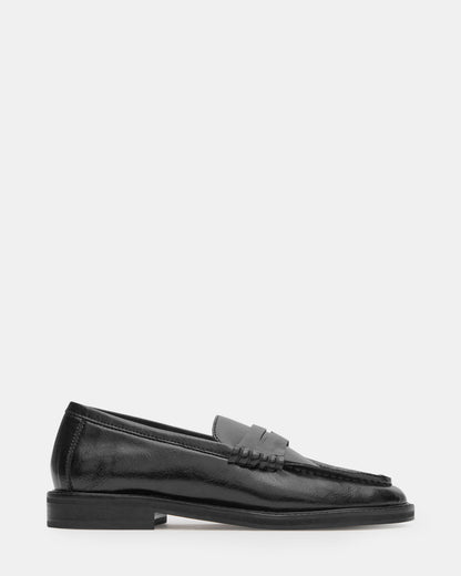 MADISON Black Leather Women's Penny Loafer | Steve Madden Quality