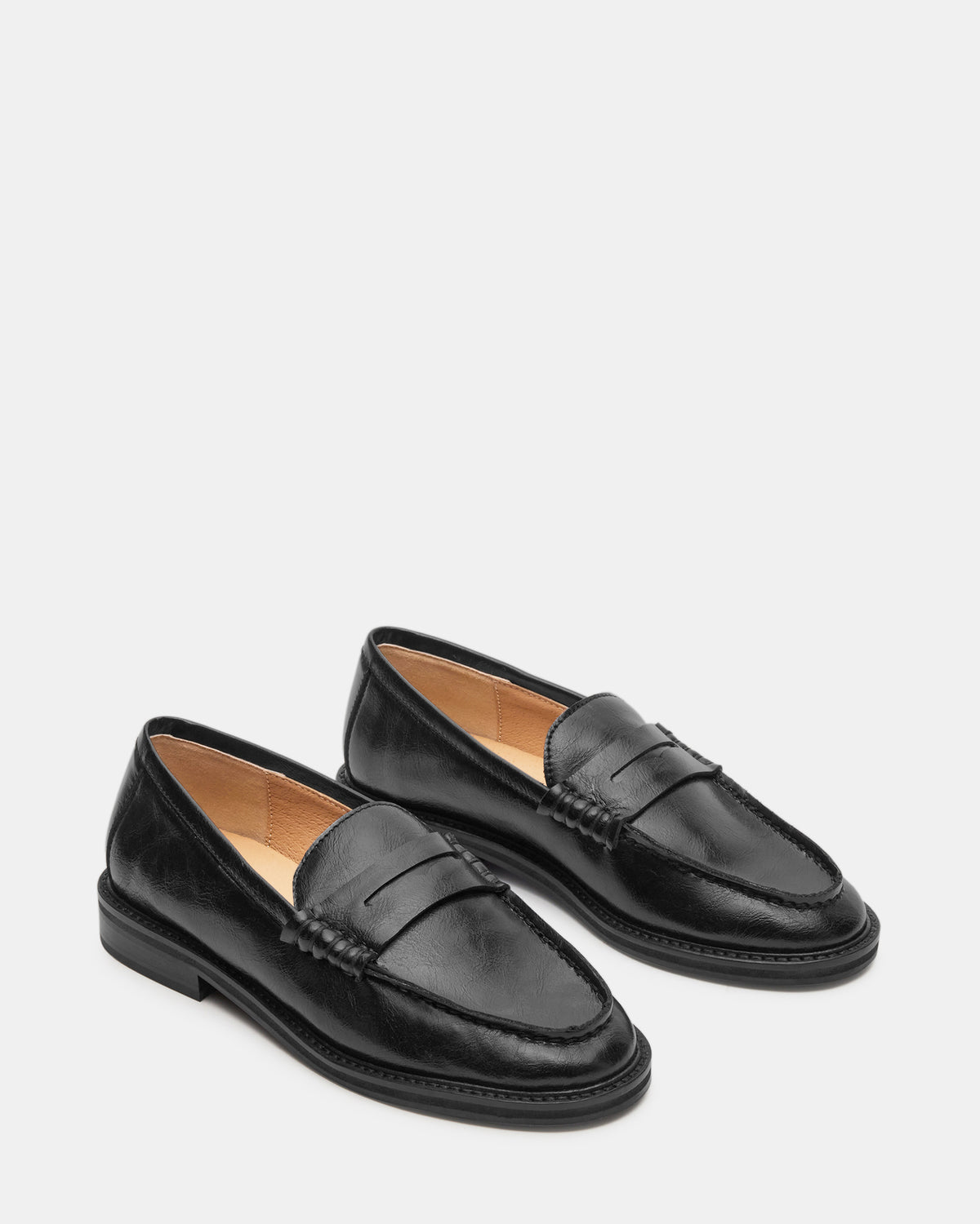 MADISON Black Leather Women's Penny Loafer | Steve Madden Quality