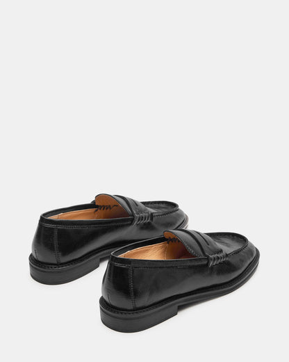 MADISON Black Leather Women's Penny Loafer | Steve Madden Quality