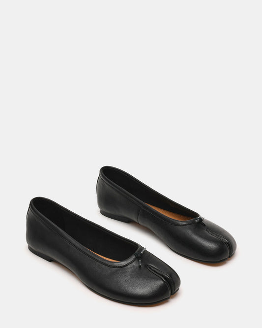 CALICO Black Leather Split Toe Tabi Women's Ballet Flat | Steve Madden Latest