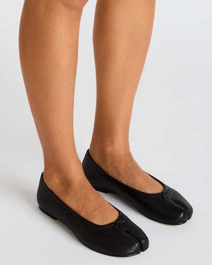 CALICO Black Leather Split Toe Tabi Women's Ballet Flat | Steve Madden Latest