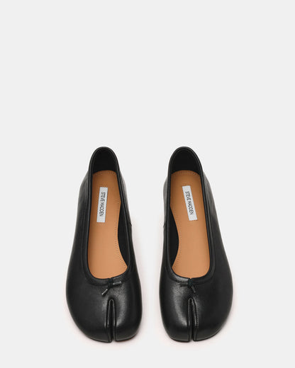 CALICO Black Leather Split Toe Tabi Women's Ballet Flat | Steve Madden Latest