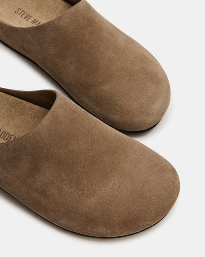 FERN Taupe Suede Mule Slip-On Round-Toe Women's Flat | Steve Madden Hot Sale