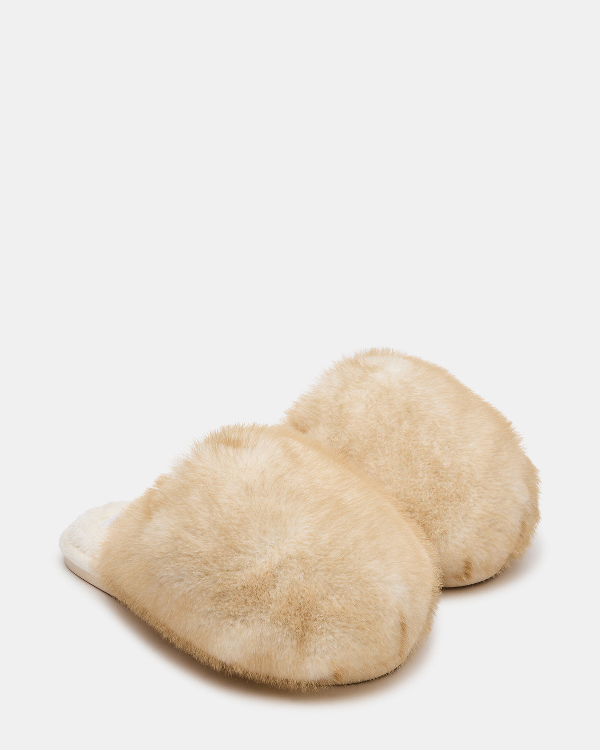POOF Natural Slip-On Faux Fur Mule Women's Flat | Steve Madden Special Offer