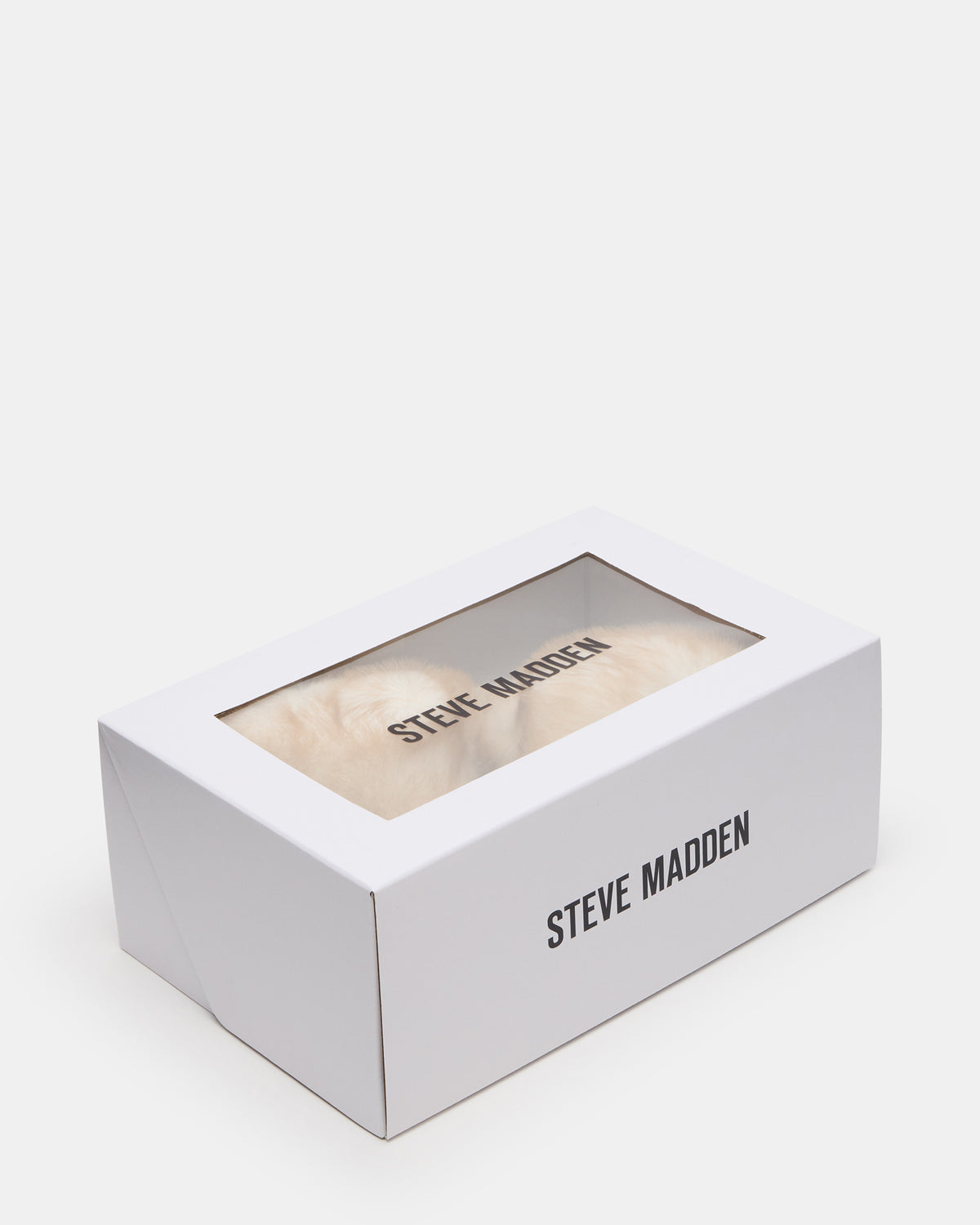 POOF Natural Slip-On Faux Fur Mule Women's Flat | Steve Madden Special Offer