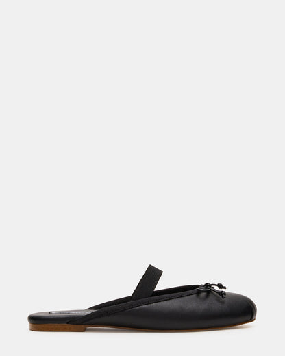 CUTESY Black Leather Slip-On Ballet Mule Women's Flat | Steve Madden Trending