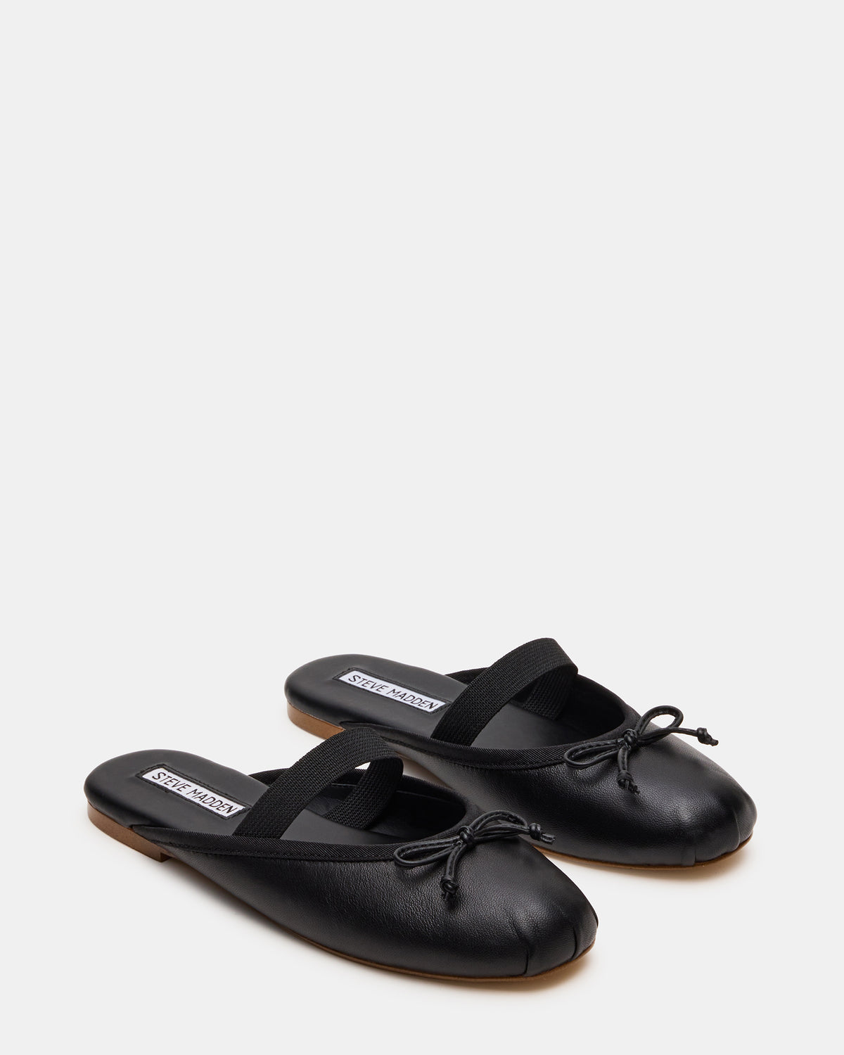 CUTESY Black Leather Slip-On Ballet Mule Women's Flat | Steve Madden Trending