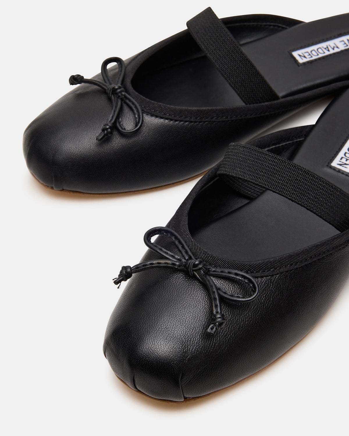 CUTESY Black Leather Slip-On Ballet Mule Women's Flat | Steve Madden Trending