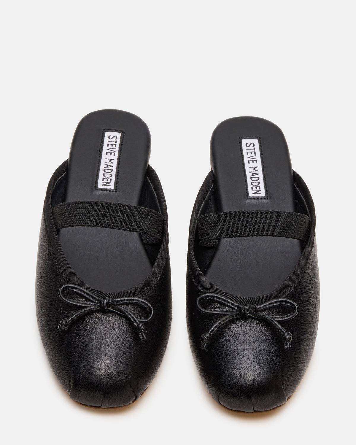 CUTESY Black Leather Slip-On Ballet Mule Women's Flat | Steve Madden Trending
