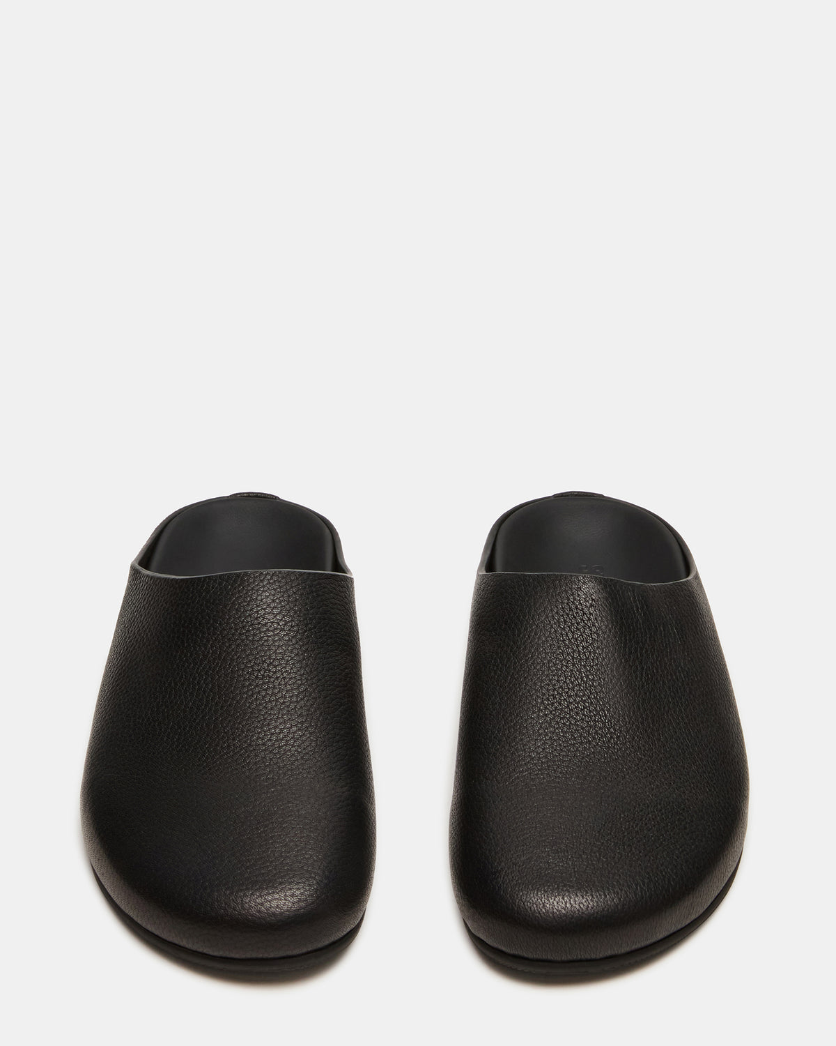 FERN Black Leather Mule Slip-On Round-Toe Women's Flat | Steve Madden Premium