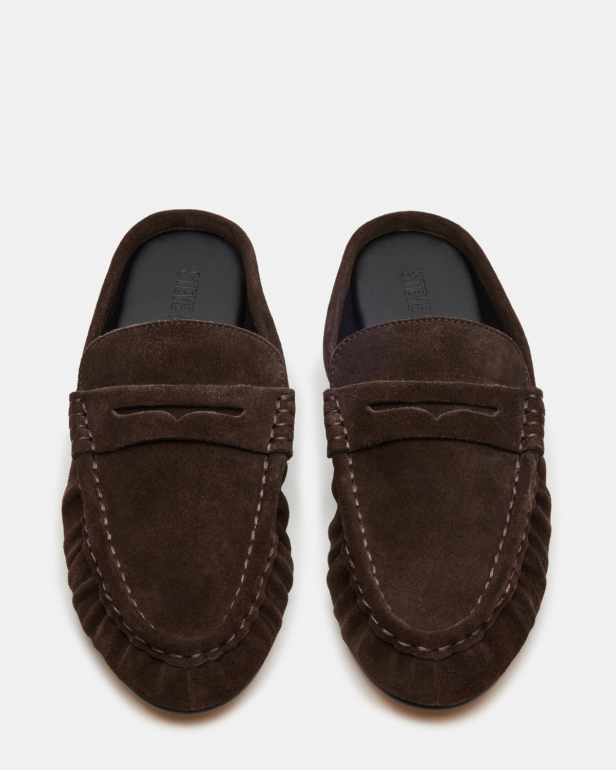 RAFE Chocolate Brown Suede Slip-On Mule Women's Flat | Steve Madden Trusted