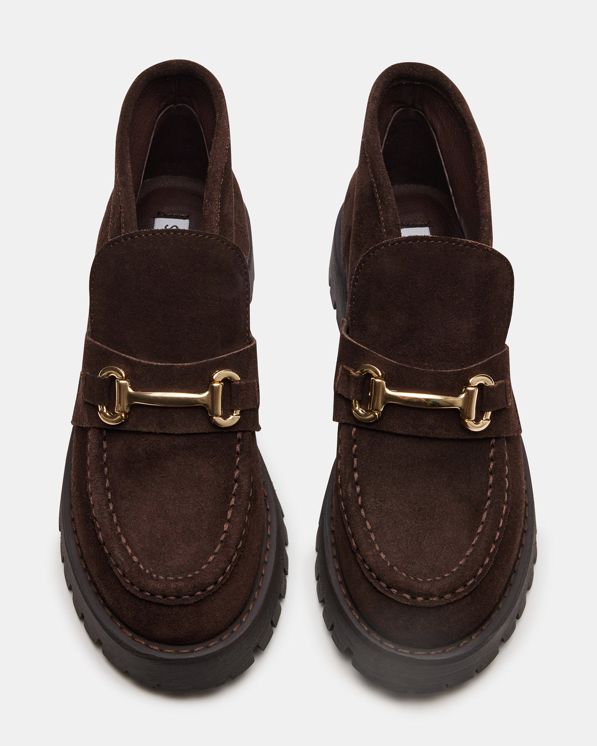 LEON Chocolate Brown Suede Platform Lug Sole Women's Loafer | Steve Madden Top Pick