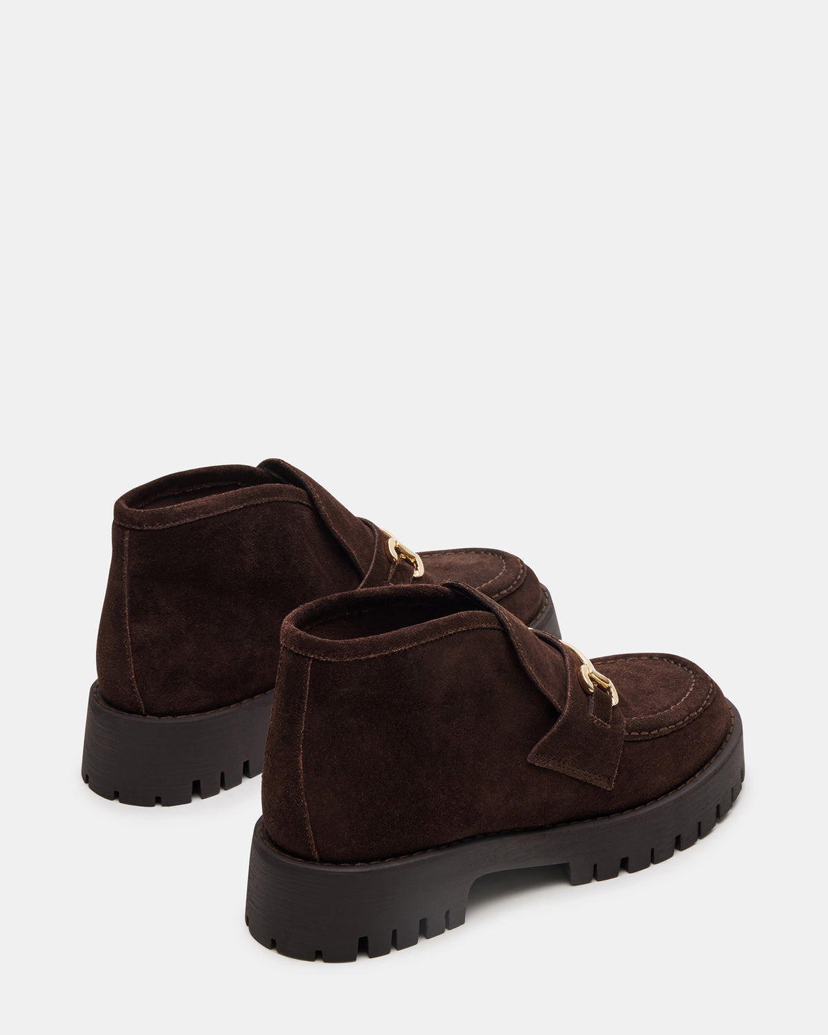 LEON Chocolate Brown Suede Platform Lug Sole Women's Loafer | Steve Madden Top Pick