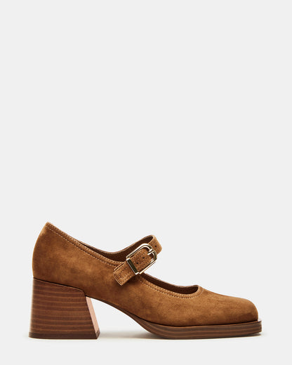 LISBON Chestnut Suede Square-Toe Mary Jane Women's Loafer | Steve Madden Trusted