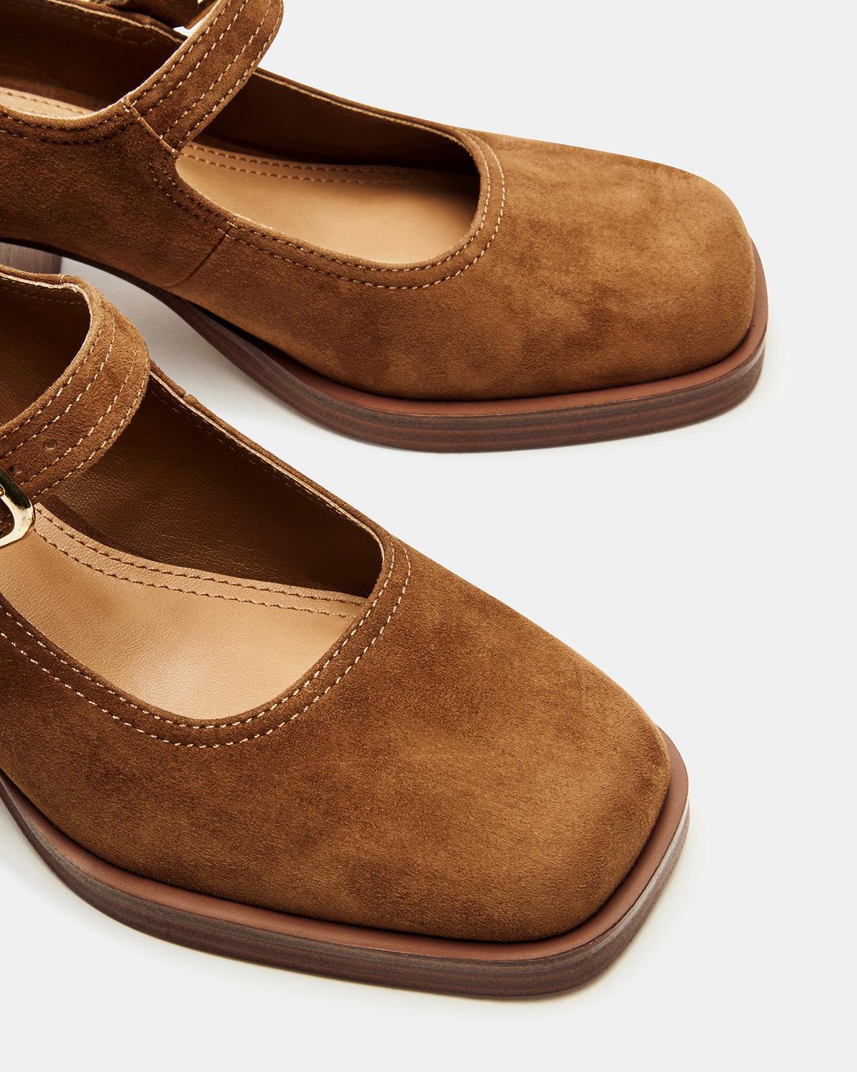 LISBON Chestnut Suede Square-Toe Mary Jane Women's Loafer | Steve Madden Trusted