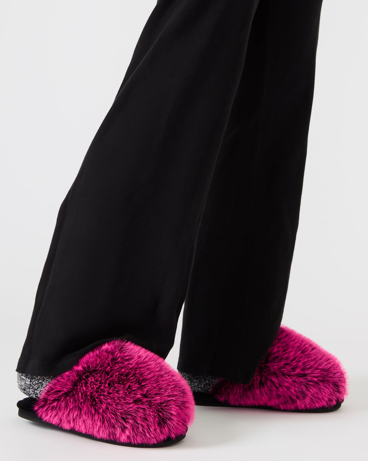 POOF Fushia Slip-On Faux Fur Mule Women's Flat | Steve Madden Value