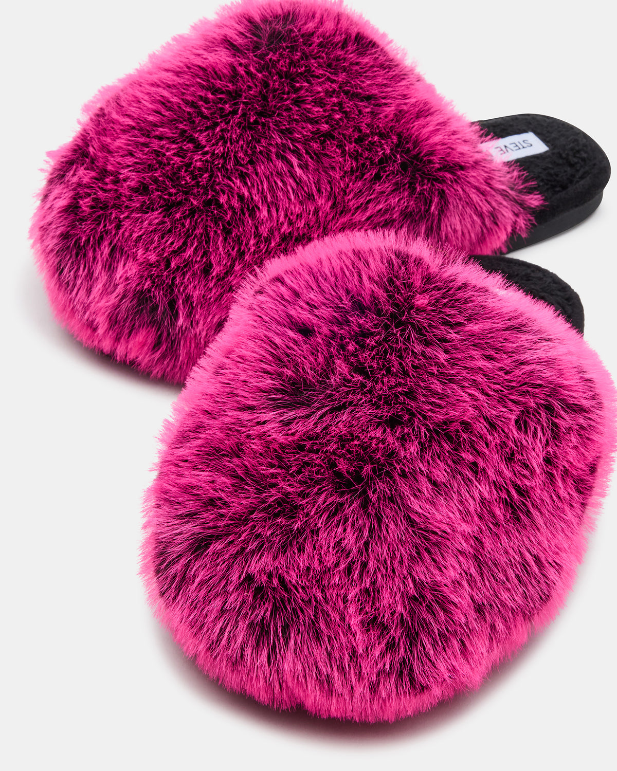 POOF Fushia Slip-On Faux Fur Mule Women's Flat | Steve Madden Value