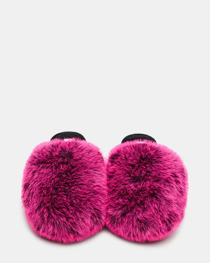 POOF Fushia Slip-On Faux Fur Mule Women's Flat | Steve Madden Value
