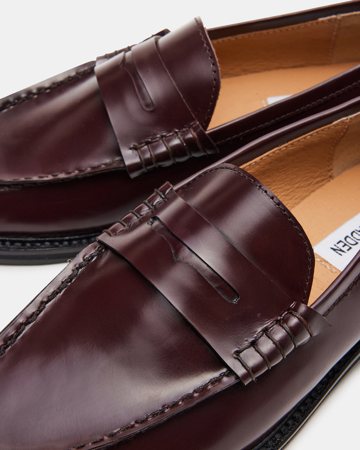 MADISON Burgundy Box Leather Women's Penny Loafer | Steve Madden Best Price