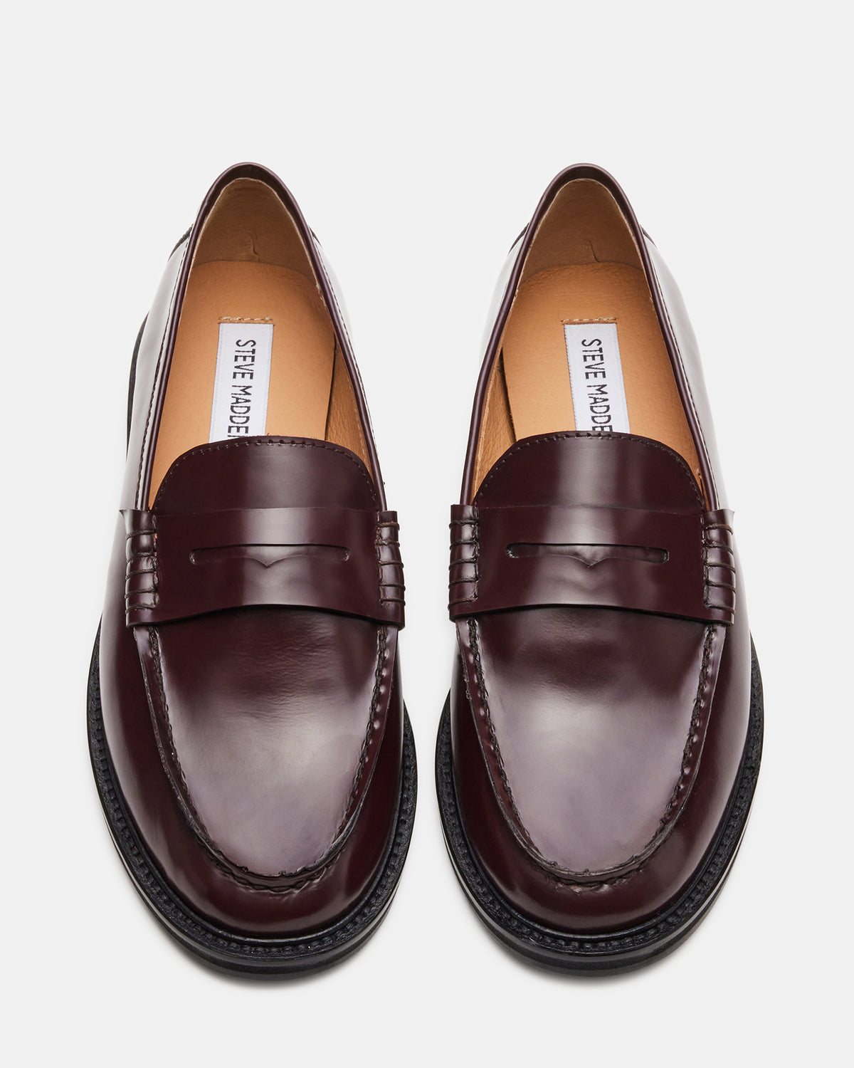 MADISON Burgundy Box Leather Women's Penny Loafer | Steve Madden Best Price