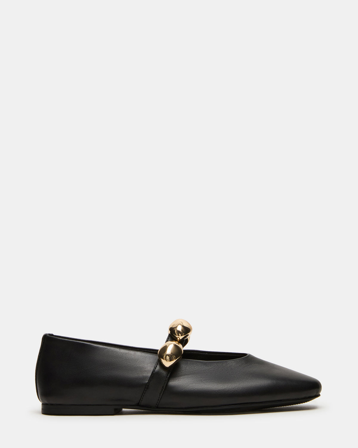 POPPIN Black Leather Mary Jane Ballet Women's Flat | Steve Madden Smart Buy
