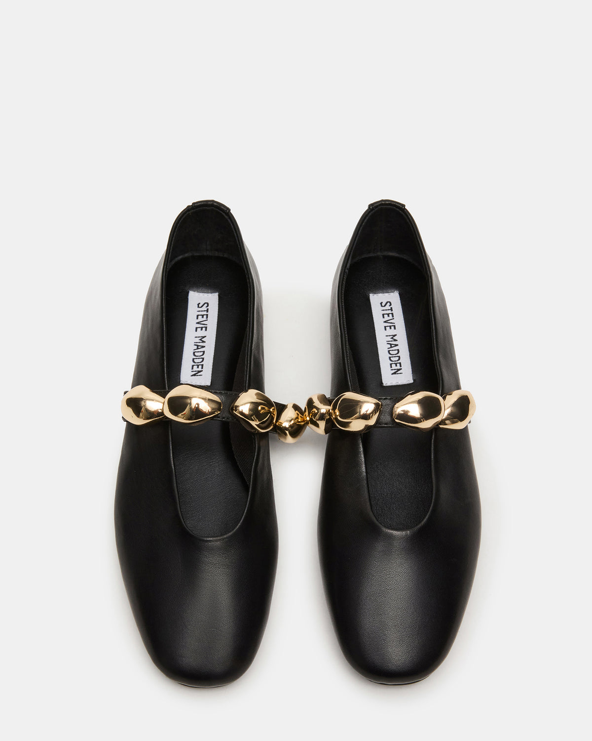 POPPIN Black Leather Mary Jane Ballet Women's Flat | Steve Madden Smart Buy