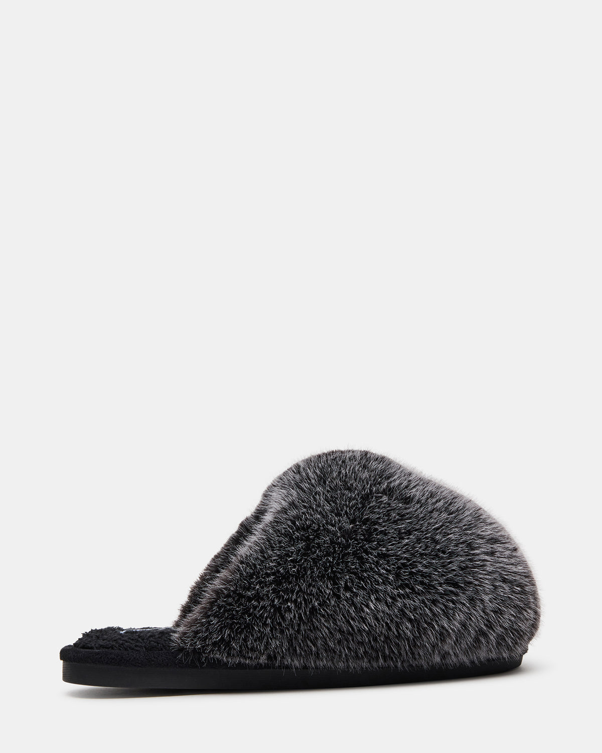 POOF GREY Slip-On Faux Fur Mule Women's Flat | Steve Madden Special Offer