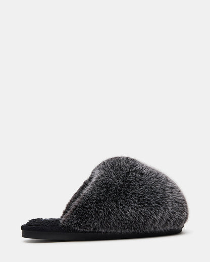POOF GREY Slip-On Faux Fur Mule Women's Flat | Steve Madden Special Offer